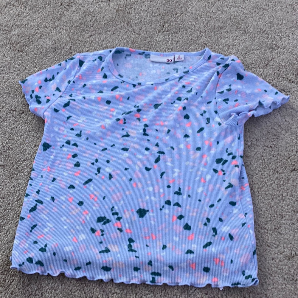 Girls Colorful Lettuce Edged Shirt